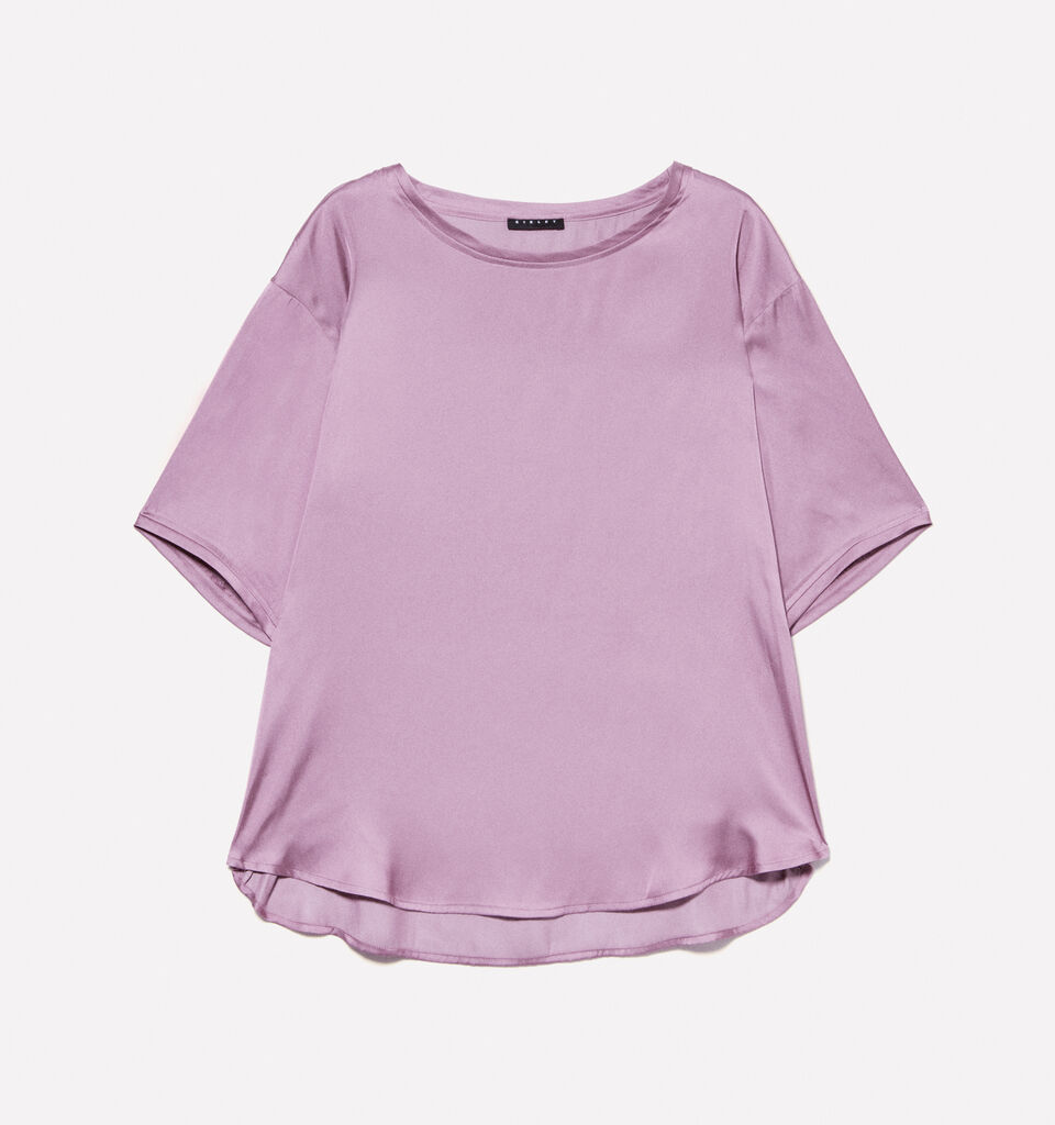 Μπλούζα μωβ over fit από σατέν - μπλούζες γυναικείες - Λιλα | Sisley image number 4